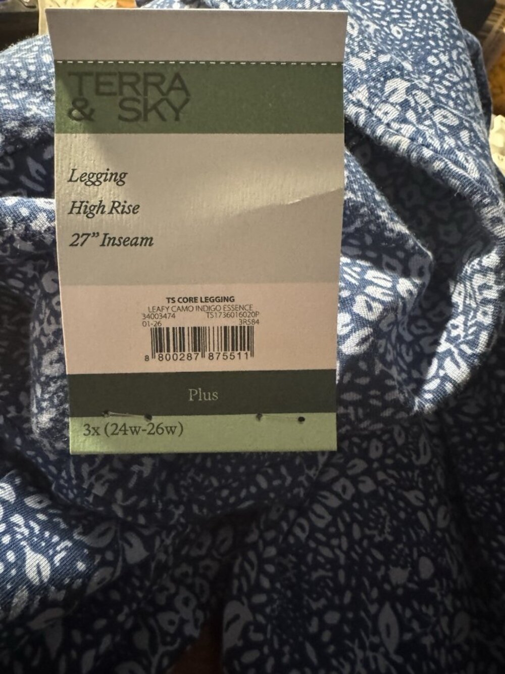 Terra & Sky Women Plus High Waist Ankle Length Leggings Size 3X - Picture 5 of 6